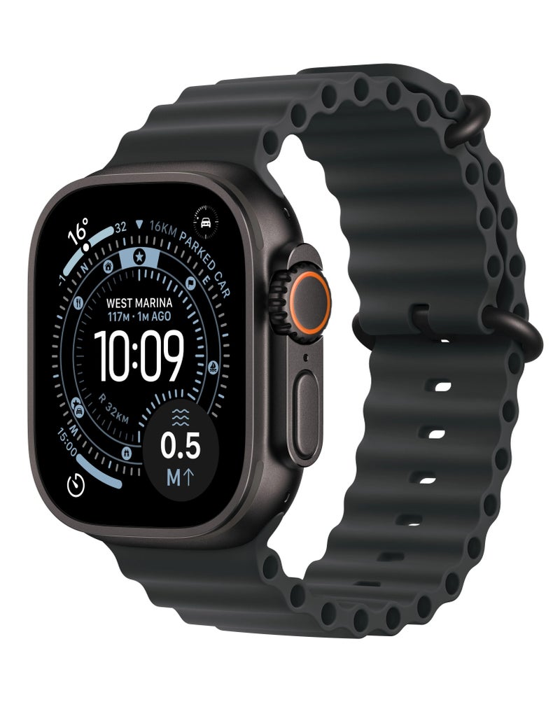 Watch Silicone Ocean Band Compatible with Apple Watch 42mm 44mm 45mm 46mm 49mm – Soft Sport Replacement Strap for Apple Watch Ultra 1/2/3, SE, Series 11/10/9/8/7/6/5/4 – Black - Image 1